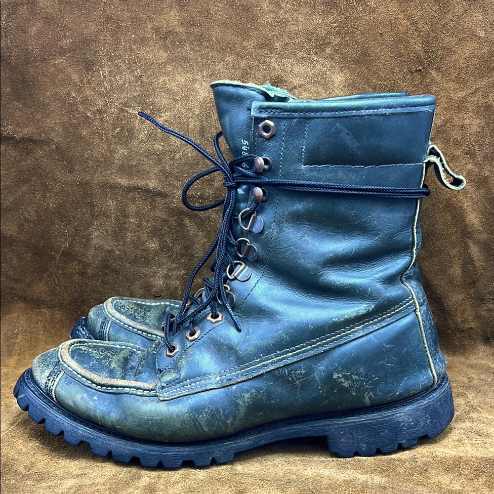Rugged Incredible Hulk Vintage Green Leather Work Boots - Picture 2 of 12